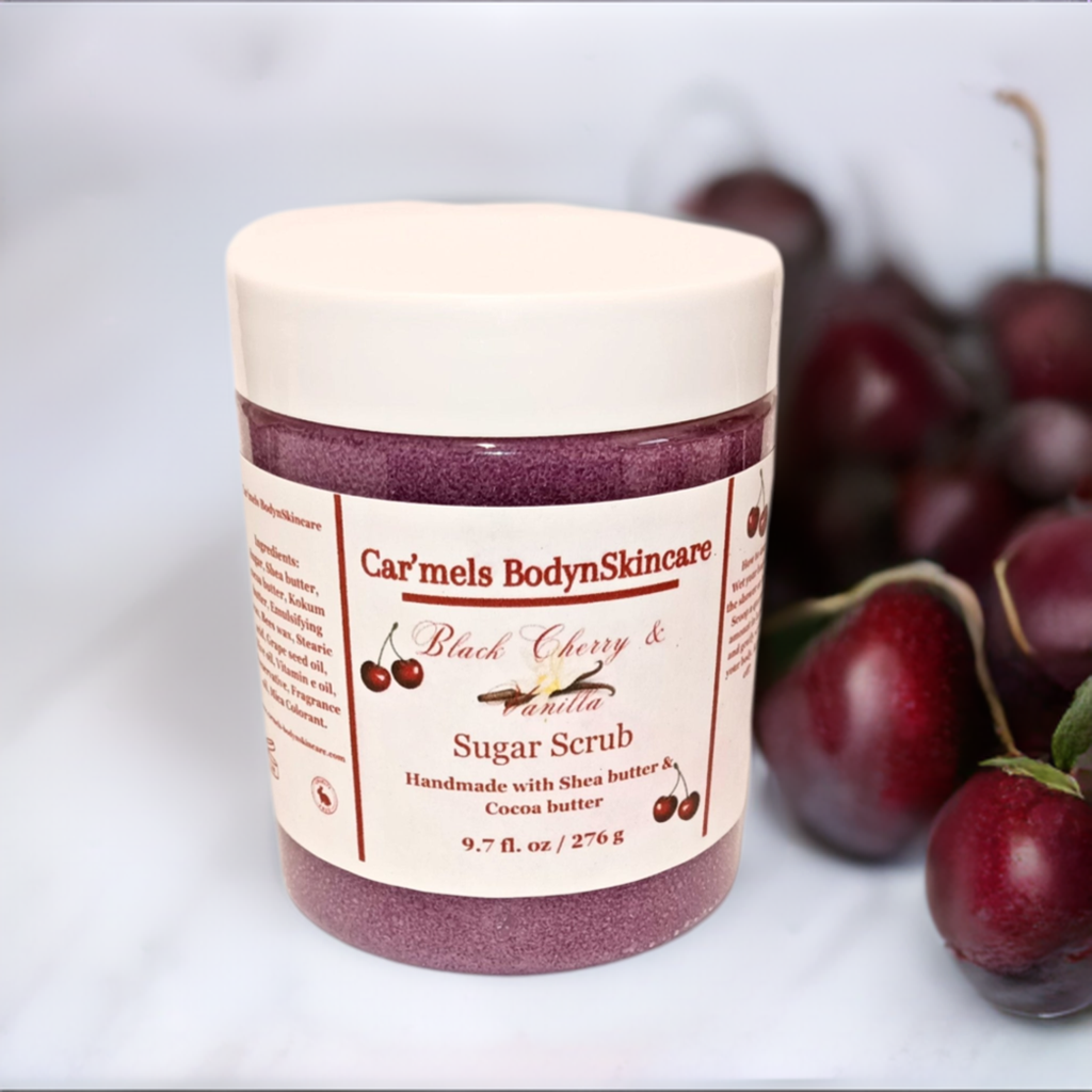 Black Cherry and Vanilla Sugar Scrub - Car’Mels’ Body-n-Skincare