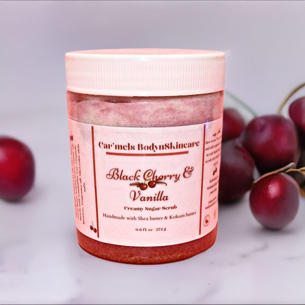 Black Cherry & Vanilla Creamy Body Scrub - Car’Mels’ Body-n-Skincare