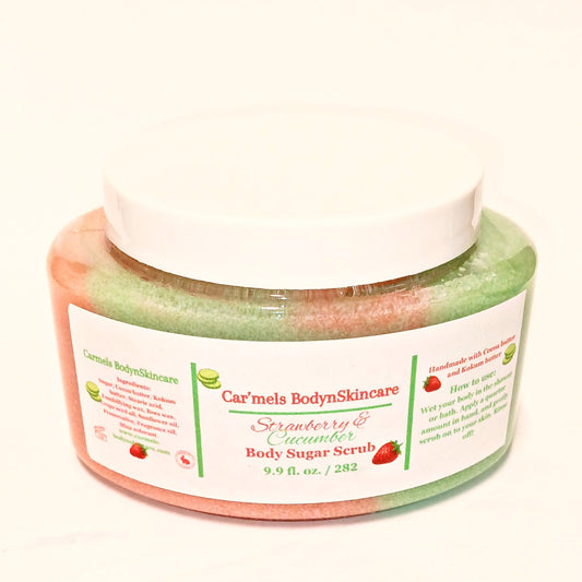 Cucumber Melon and Strawberry Sugar Scrub - Car’Mels’ Body-n-Skincare