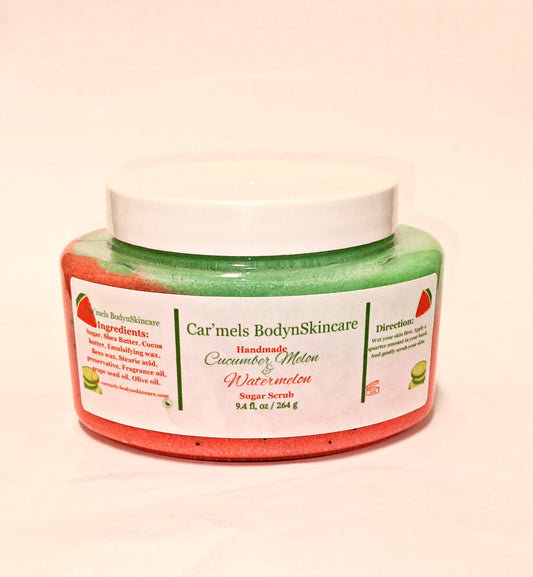 Cucumber melon and Watermelon Sugar Scrub - Car’Mels’ Body-n-Skincare